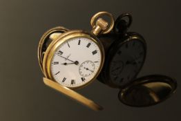 A Waltham Traveler gold plated full hunter pocket watch