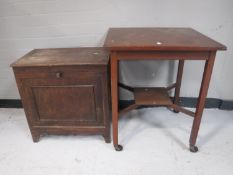 A Victorian mahogany cabinet and a two tier trolley