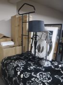 Four contemporary mirrors, gent's valet stand, table lamp,