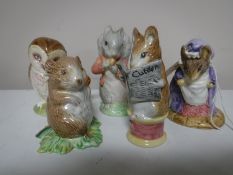 Five Royal Albert Beatrix Potter figures including Lady Mouse, Old Mr.