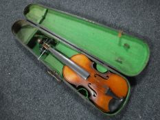 A late 19th century German violin in case CONDITION REPORT: 14"