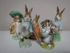 Five Royal Albert Beatrix Potter figures including Peter Rabbit,