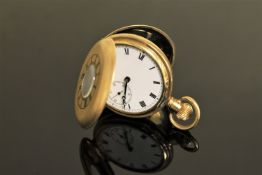 A gold plated half hunter pocket watch CONDITION REPORT: In going order.