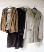 A vintage mink fur coat by Morris Melody of Sunderland together with a simulated fur 3/4 length