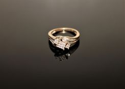 A 9ct gold diamond set ring,