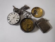 A sterling silver cased pocket watch with silver Albert,