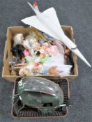 Two boxes containing mid 20th century and later Barbie dolls,