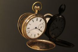 A Waltham gold plated full hunter pocket watch