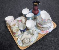 A tray containing part tea services, Goss tourist china,