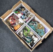 A box containing a quantity of costume jewellery