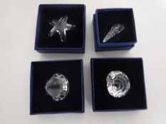 Five Swarovski Crystal ornaments - sea shells