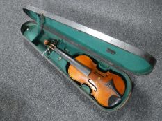 A late 19th century violin in case,