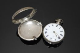 A Georgian silver pair cased verge pocket watch by J B Highmore, London, no 19481,