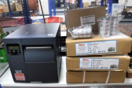 A Data Max W Class printer together with thermal transfer ribbon and three boxes of labels etc.