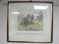 After Henry Wilkinson, Two Setters, hand coloured etching, numbered 18/40,