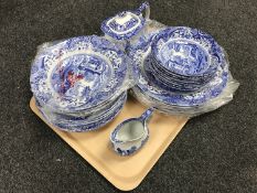 Twenty nine pieces of Spode blue and white china, including a teapot, milk jug, plates, etc.