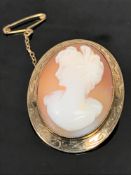 A 9ct gold mounted cameo brooch