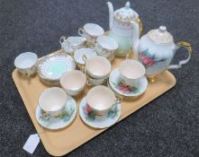 A tray of thirteen piece Paragon tea service and a fifteen piece bone china tea service