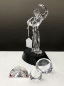 A Swarovski Crystal Magic of Dance Antonio 2003 figure on stand together with three plaques