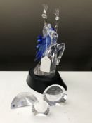 A Swarovski Crystal Magic of Dance Isadora 2002 figure on stand together with three plaques