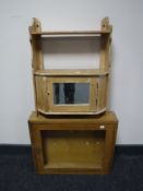 A mid 20th century key cabinet and an antique pine wall shelf