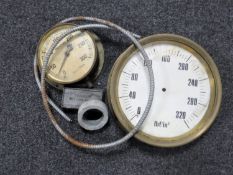 A box of two brass cased industrial pressure meters