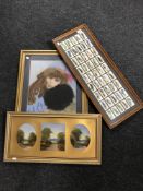 A set of framed Player's cigarette cards - vintage motor cars, three watercolours framed as one,