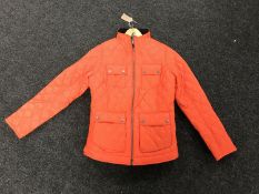 A lady's Barbour Monreith quilted jacket, orange, size 12,