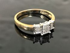 A 9ct gold square set diamond cluster ring, size O.