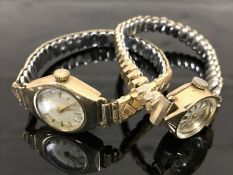 Two 9ct gold lady's wrist watches on expansion bracelets (2)