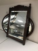 Two antique framed mirrors (one fitted with coat hooks)