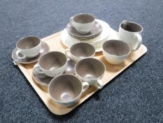 A tray of twenty one piece Poole pottery tea service
