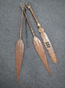 Two carved hardwood tribal spears,