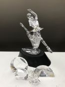 A Swarovski Crystal Magic of Dance Anna 2004 figure on stand together with three plaques and a pair