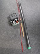 Two piece Berkley cherry wood graphite rod in carry tube,