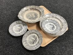 A tray of ten pieces of nineteenth century Correlia dinner ware