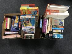 Three boxes of vintage toys, Thunderbird projector, Chad Valley, jigsaw puzzles, Beano annuals,