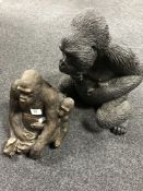 Two resin figures of gorillas