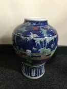 A 20th century Chinese porcelain baluster vase, with six character mark to base,