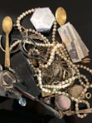 A quantity of costume jewellery, wrist watch,