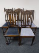 Two pairs of Edwardian dining chairs and one other (5)