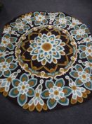 A Kashmir circular chain stitch rug,