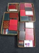 Four boxes of readers digest novels and a box of books relating to nature