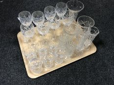 A tray of Tudor and other crystal glasses
