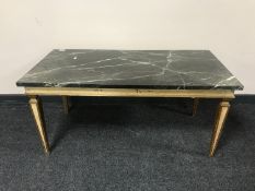 A marble topped coffee table on gilt wood base (marble a/f) CONDITION REPORT: 100cm