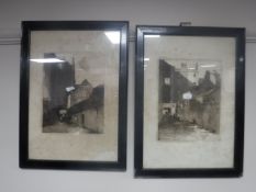 Two early 20th century monochrome etchings after J.