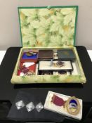 Two Royal commemorative medals, two festival of Britain coins, six Masonic medals,