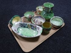 Two trays containing a collection of Maling china