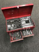 A Challenge Xtreme mechanics tool chest containing socket sets and hand tools