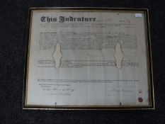A framed apprenticeship indenture dated 1863